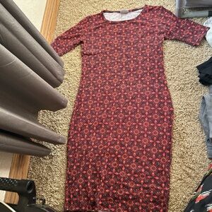 LuLaRoe Red and Black Midi Dress